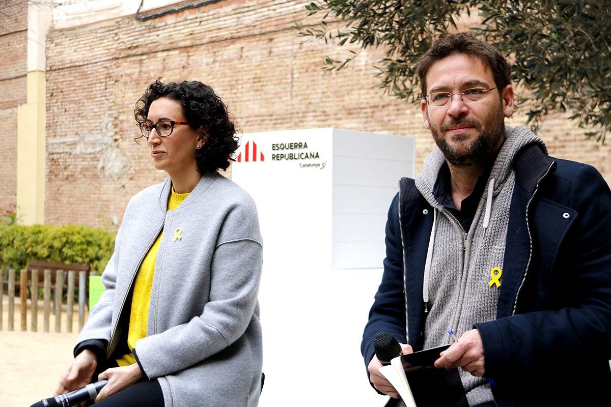 Marta Rovira i Albano Dante Fachin, en l'acte d'ERC d'aquest dijous sobre procés constituent.