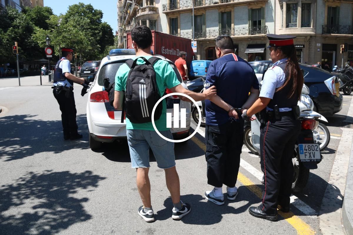 Dos agents, amb un detingut per furts al metro de Barcelona.