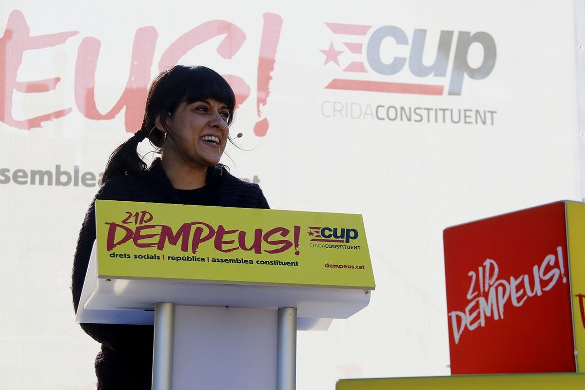L'exdiputada de la CUP, Anna Gabriel, al míting de Sabadell. 