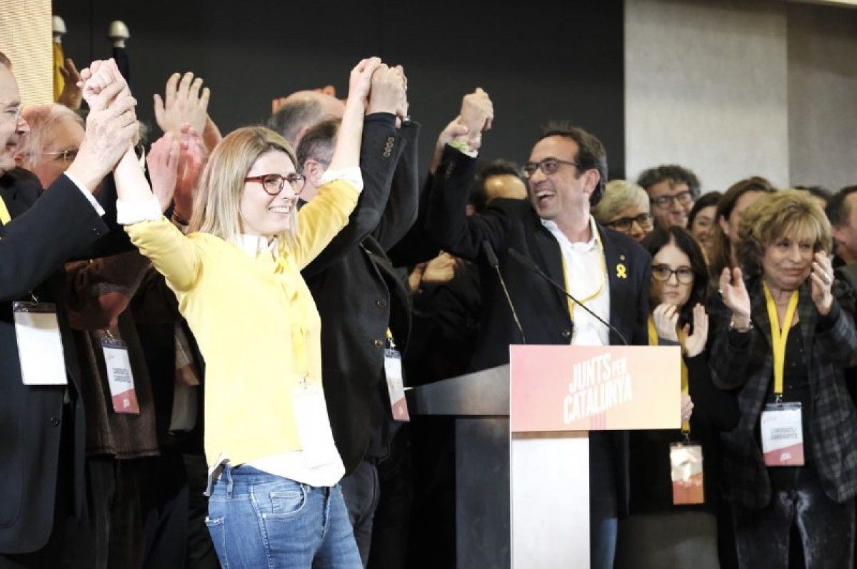 Els candidats de Junts per Catalunya, en la valoració de resultats