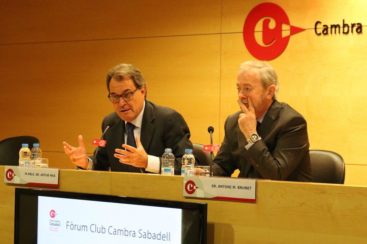 Artur Mas i el president de la Cambra de Sabadell, Antoni Maria Brunet