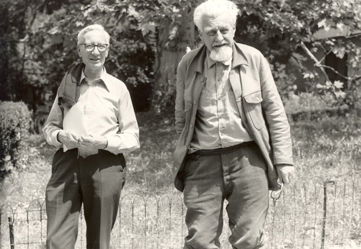 Konrad Lorenz, a la dreta, amb un científic col·laborador, Niko Tinbergen