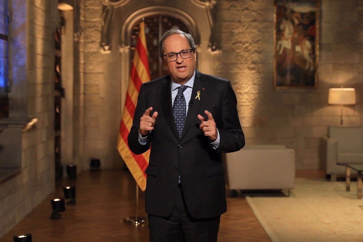 El president de la Generalitat, Quim Torra, en el discurs institucional de la Diada Nacional del 2019