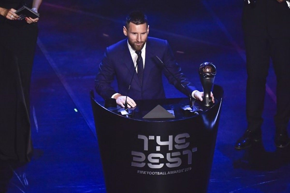 Leo Messi, recollint el premi The Best
