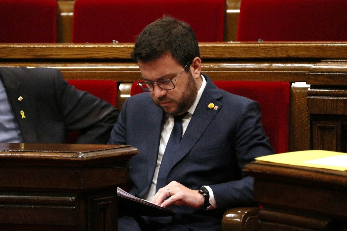 El president de la Generalitat, Pere Aragonès, aquest dimecres al Parlament