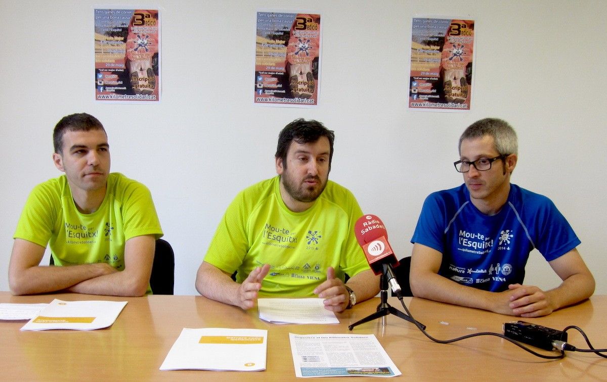 David Monteagudo, Sergi Asensio i Jordi Pi, en la presentació del Kilòmetre Solidari