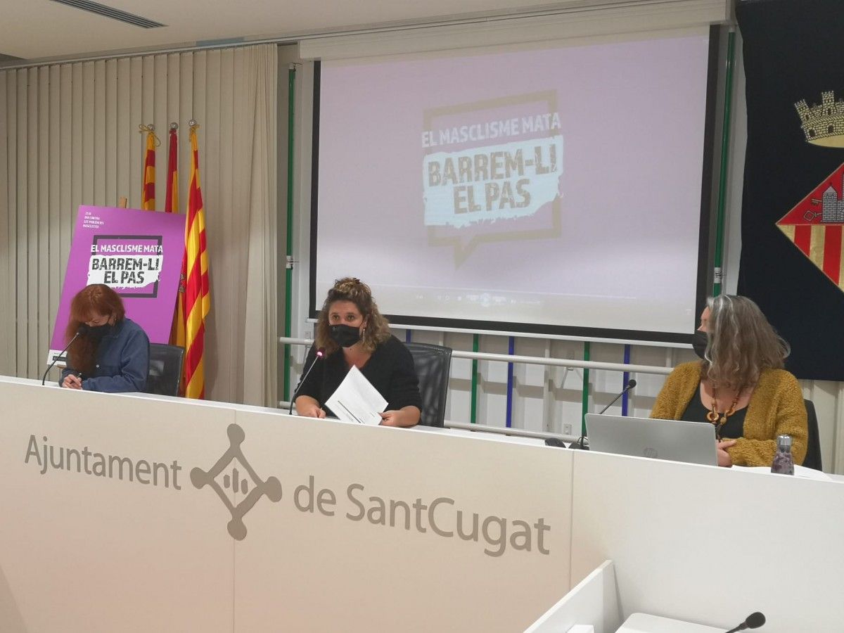 Imatge de la roda de premsa pel 25-N a l'Ajuntament de Sant Cugat 