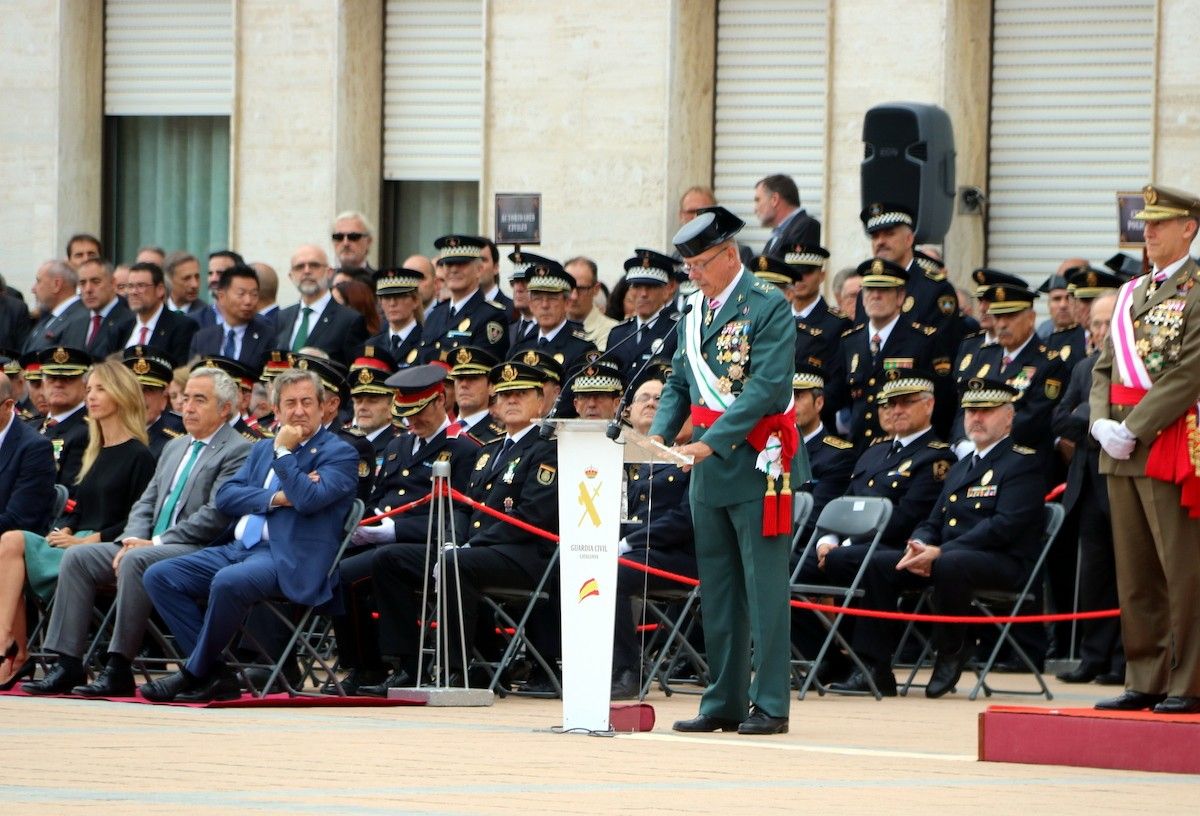 El cap de la Guàrdia Civil a Catalunya, Pedro Garrido, durant la seva intervenció.