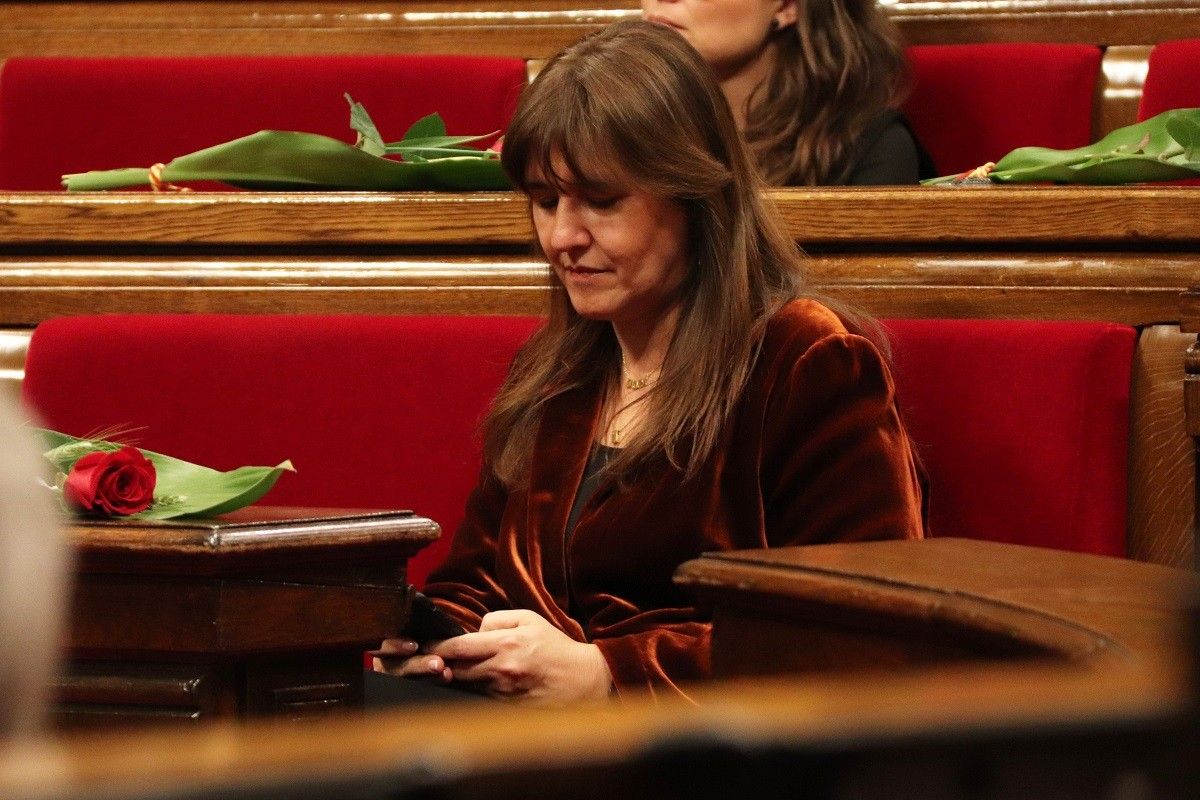 La presidenta del Parlament, Laura Borràs, a l'hemicicle