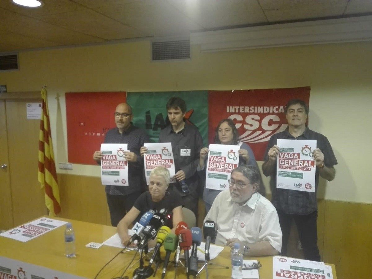 Roda de premsa de presentació de la vaga