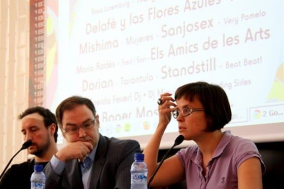 Anna Cerdà, l'alcalde i Marc Lloret, aquest dijous 