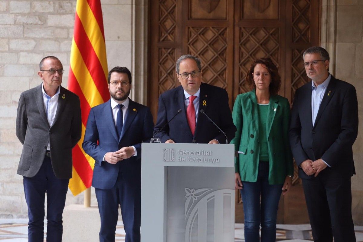 Compareixença de Quim Torra al Palau de la Generalitat pels aldarulls dels últims dies