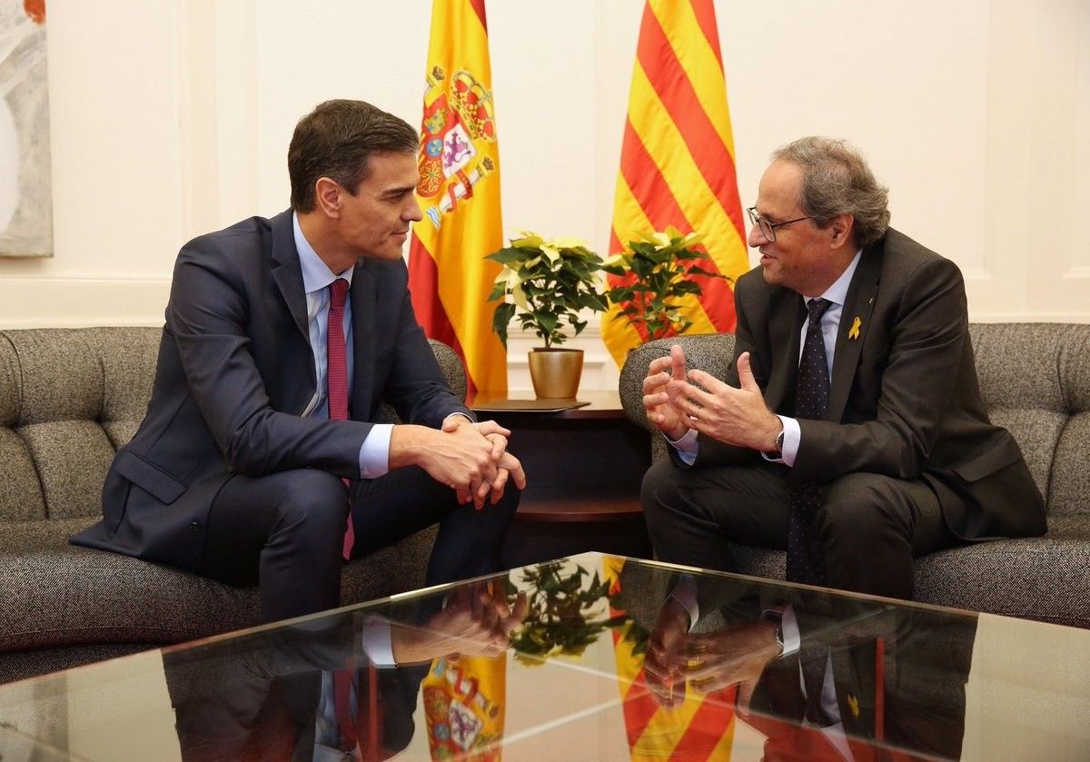 Pedro Sánchez i Quim Torra, reunits en la darrera reunió entre presidents.