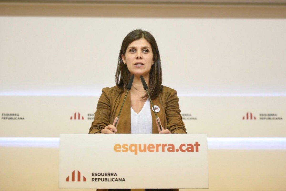 La portaveu d'ERC, Marta Vilalta, aquest dilluns en roda de premsa