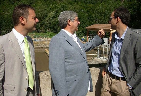 Manuel Hernández amb Marc Prat i Enric Pérez a la depuradora de Ribes.