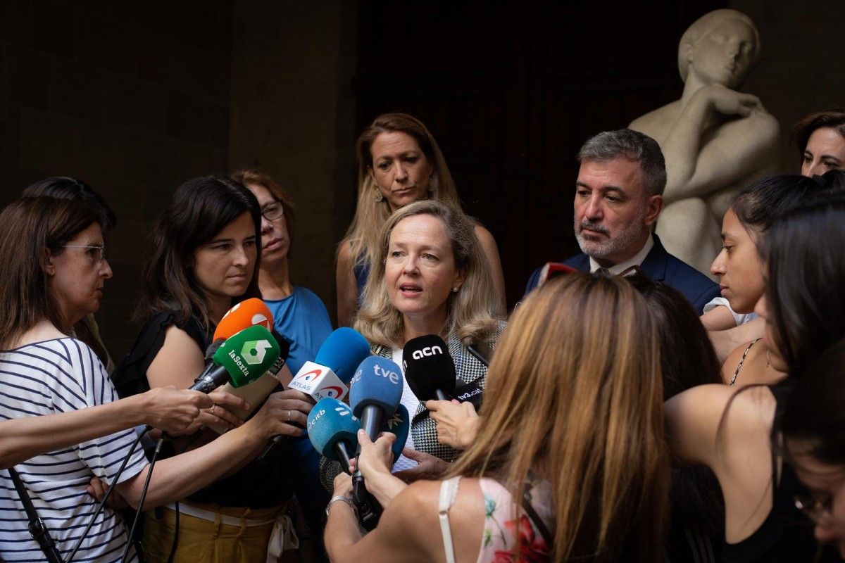 Nadia Calviño, amb Jaume Collboni, aquest dilluns a l'Ajuntament de Barcelona