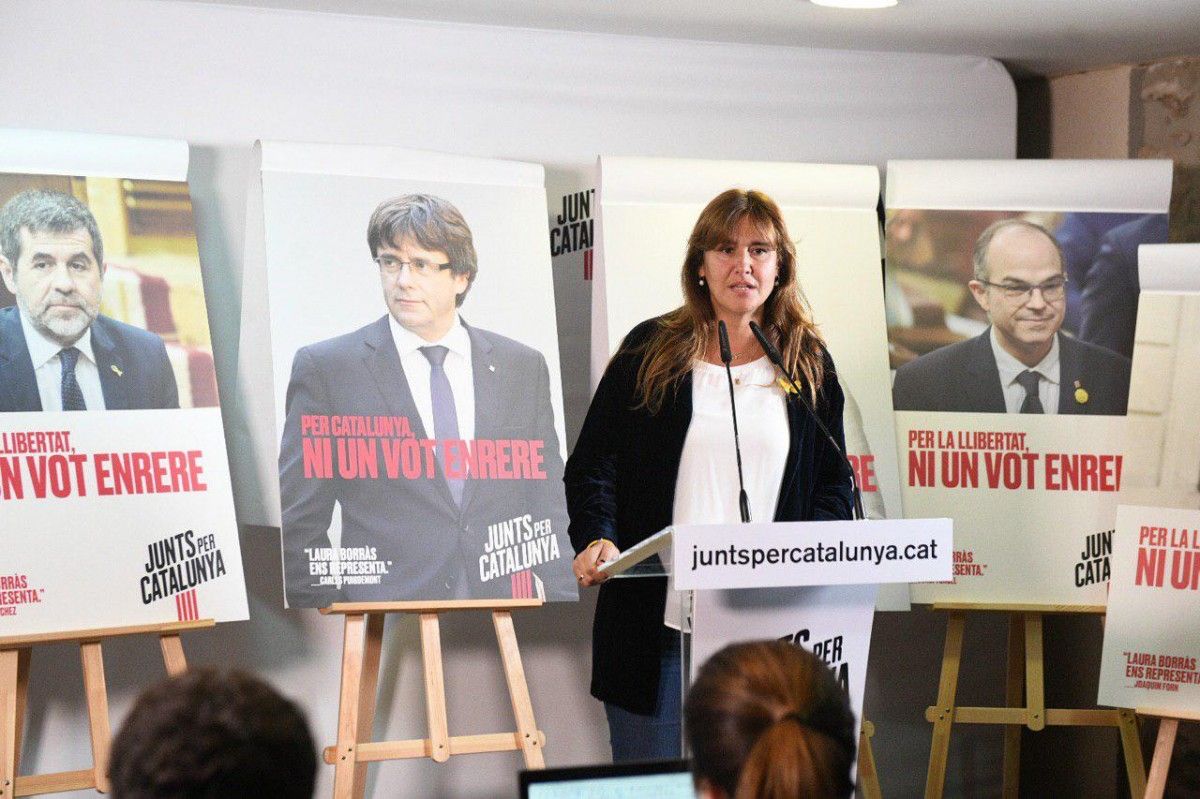 Laura Borràs, candidata de JxCat a Madrid, en roda de premsa