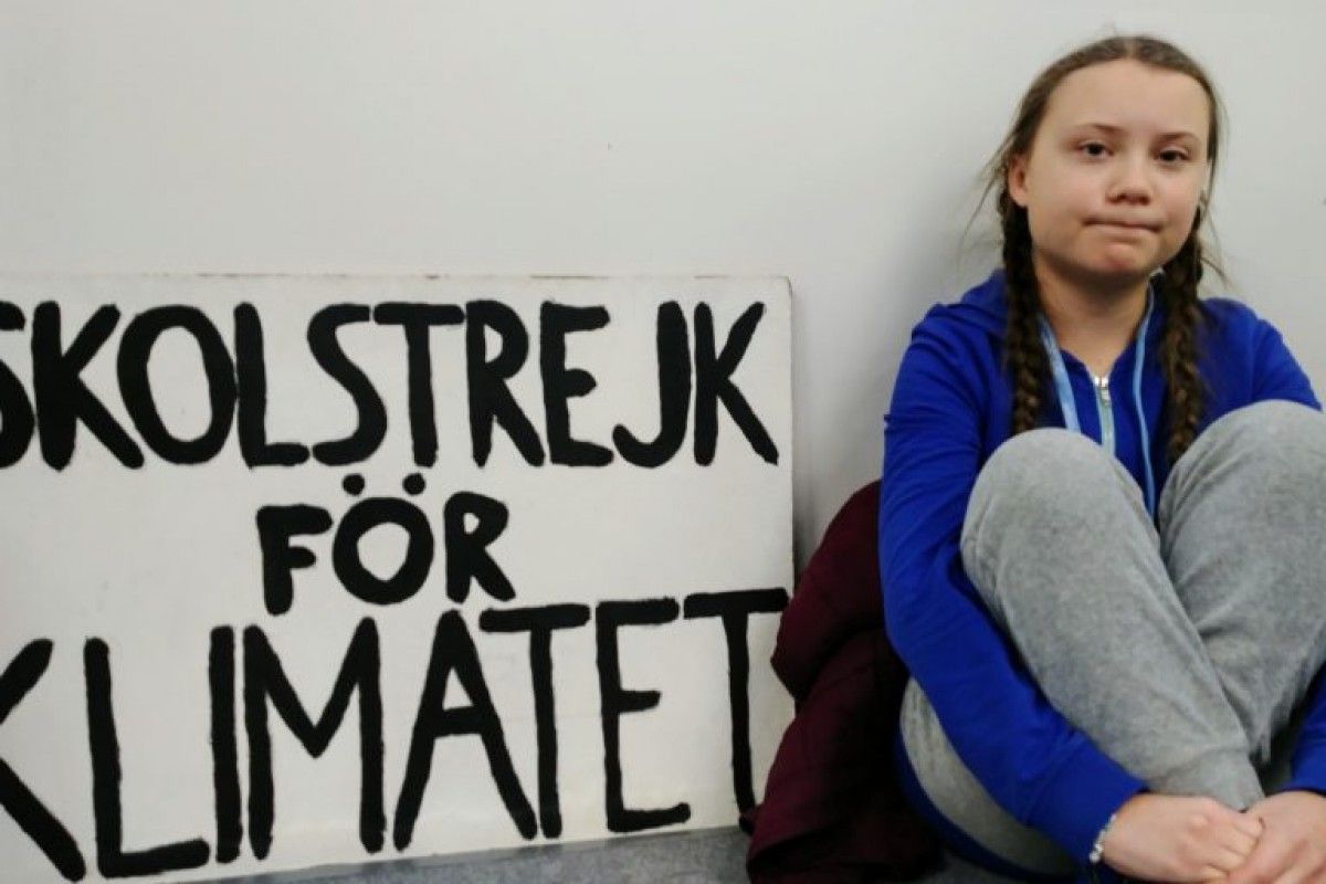 Greta Thunberg, davant del Parlament suec