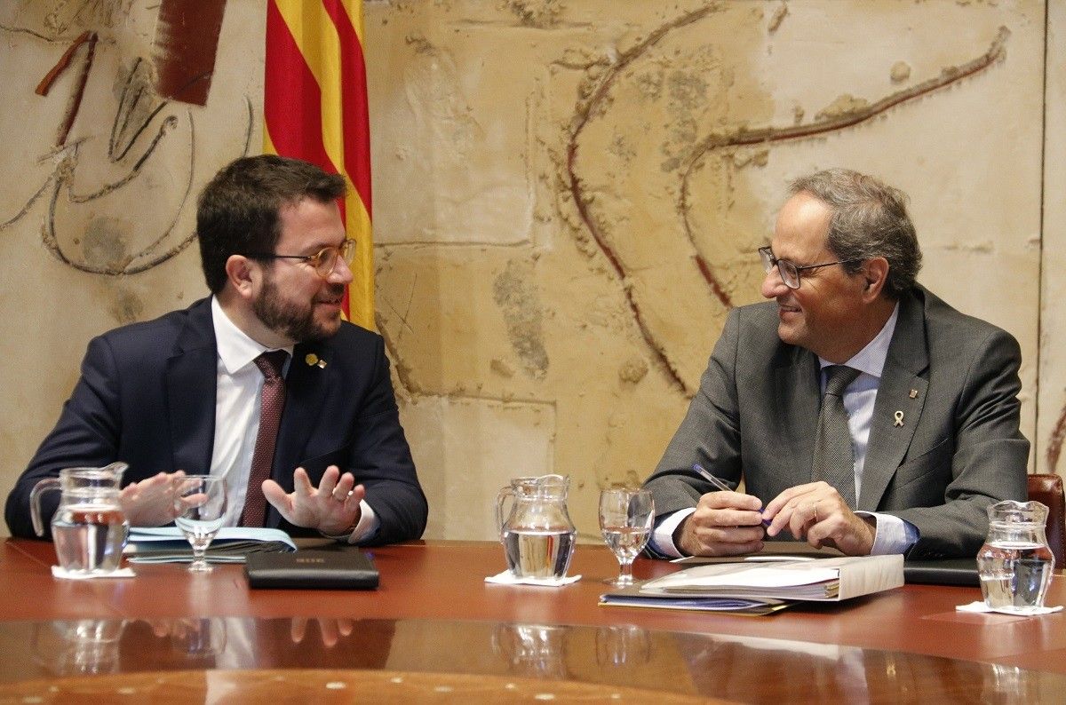 Quim Torra i Pere Aragonès, en la reunió del Govern del dimarts 5 de novembre del 2019
