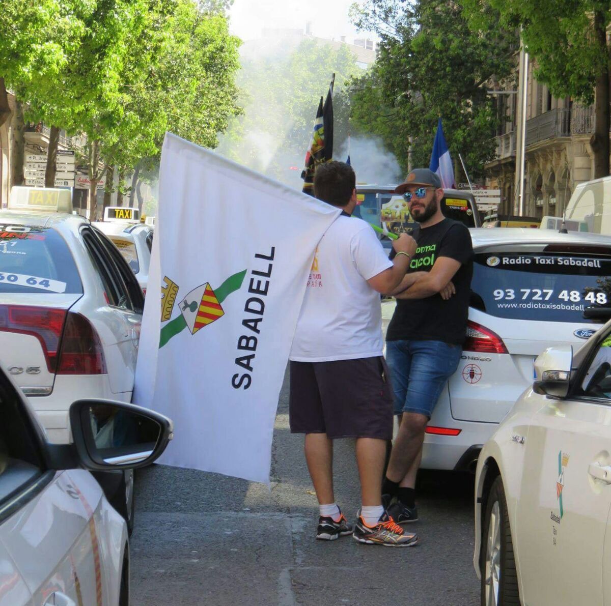 Taxis de Sabadell en una manifestació del sector a Barcelona