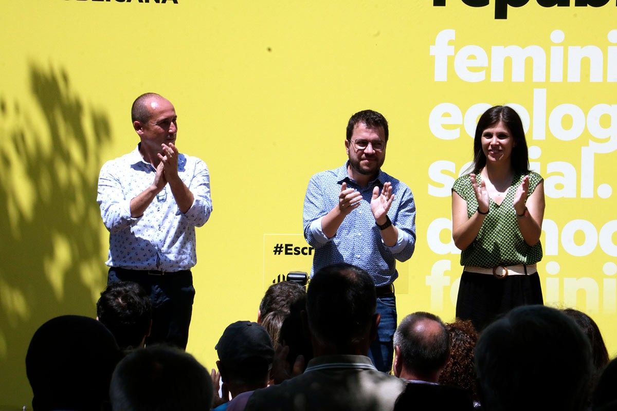 Pere Aragonès, Marta Vilalta i l'alcalde de Palamós, aquest dissabte al Baix Empordà