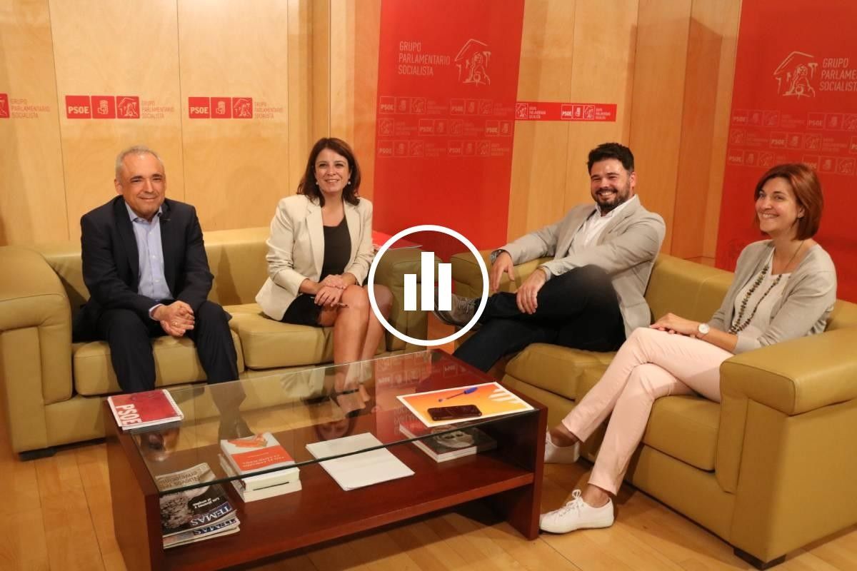 Rafael Simancas, Adriana Lastra, Gabriel Rufián i Carolina Telechea, en una reunió recent.
