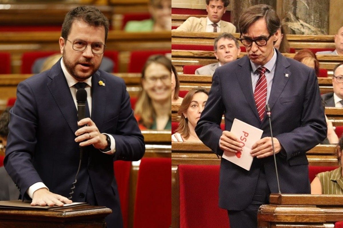 Pere Aragonès i Salvador Illa, al Parlament.