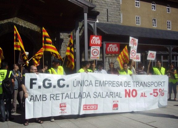 Protesta de les seccions sindicals de FCG, a Núria.