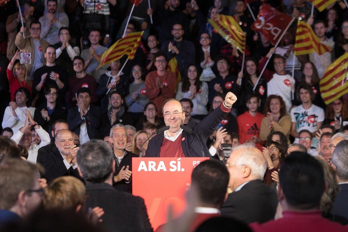 El líder del PSC, Miquel Iceta, en un míting