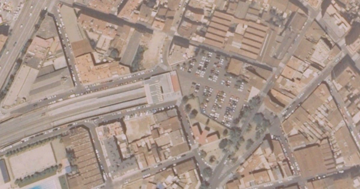 Imatge aèria de l'antic aparcament de Sabadell Estació
