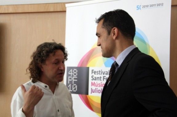 Albert Mallol, director del festival, i Carles Motas, alcalde de Sant Feliu de Guíxols 