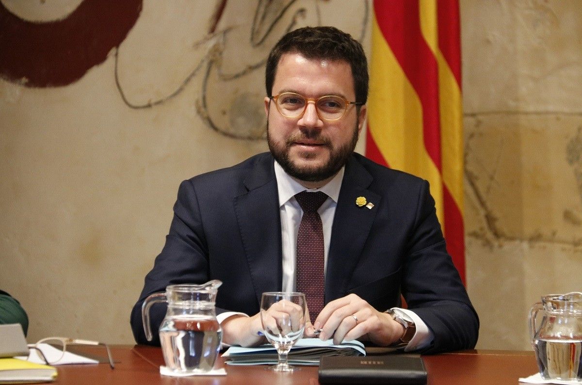 Pere Aragonès, en una reunió del consell executiu.