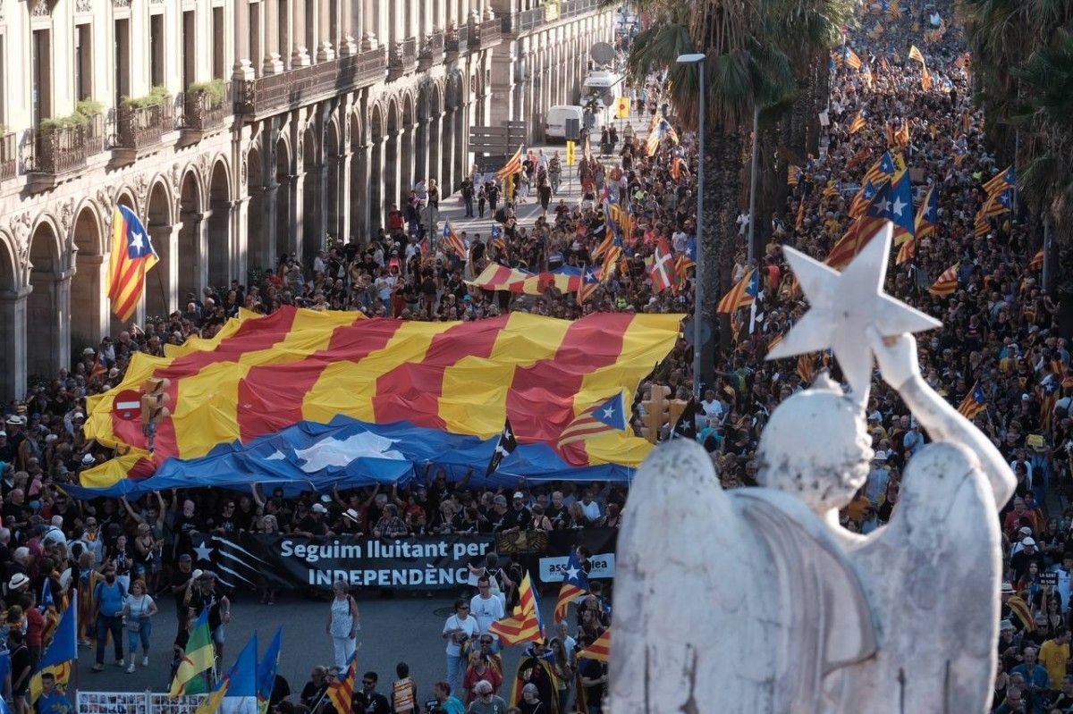 Un moment de la manifestació de la Diada a Barcelona