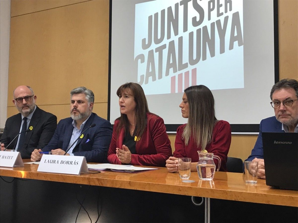 Roda de premsa de JxCat per valorar l'acord PSOE-Podem