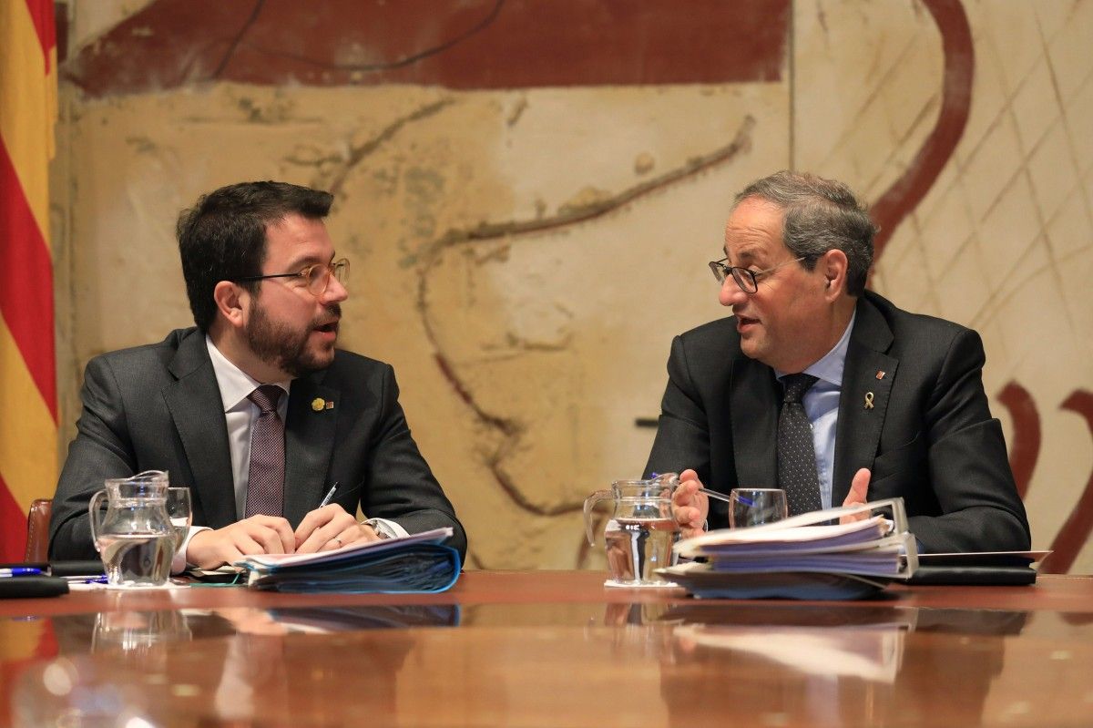 Quim Torra i Pere Aragonès, en una reunió del Govern del mes de desembre
