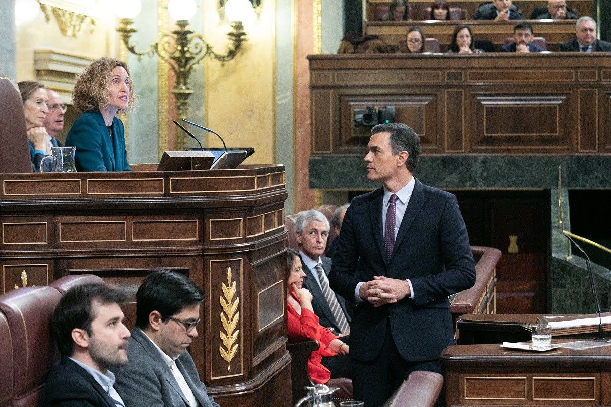 El candidat a la presidència, Pedro Sánchez, al ple d'investidura aquest dissabte