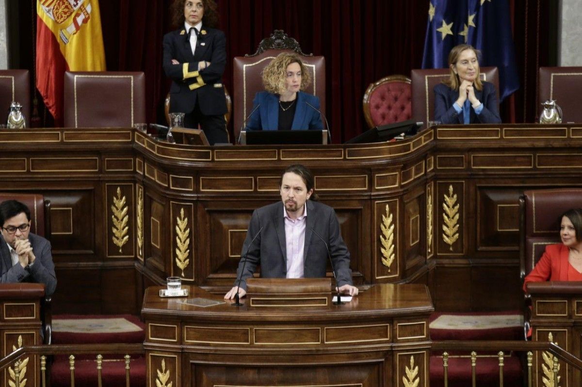 Pablo Iglesias, en el debat d'investidura al Congrés