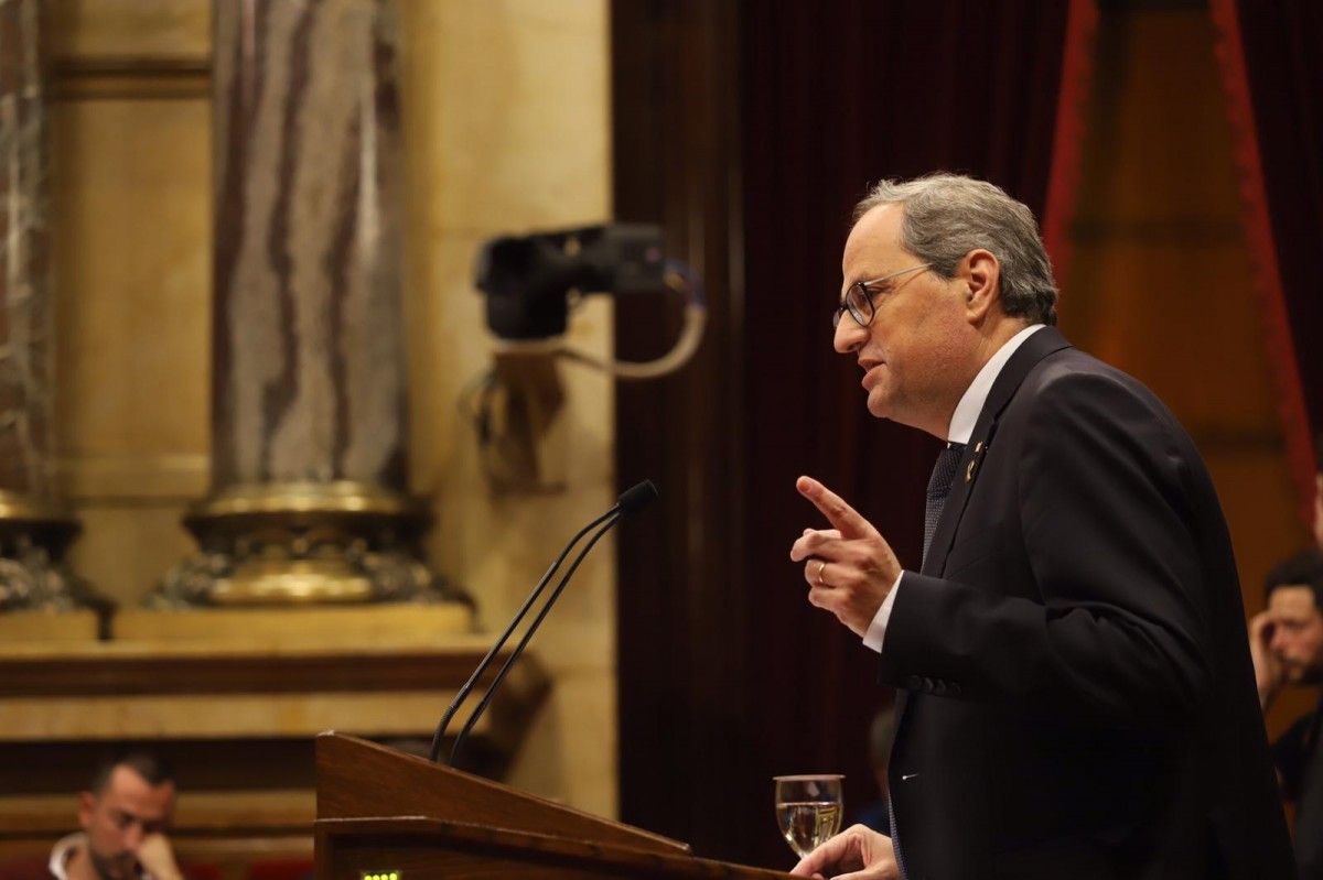 El president de la Generalitat, Quim Torra, aquest dissabte al Parlament