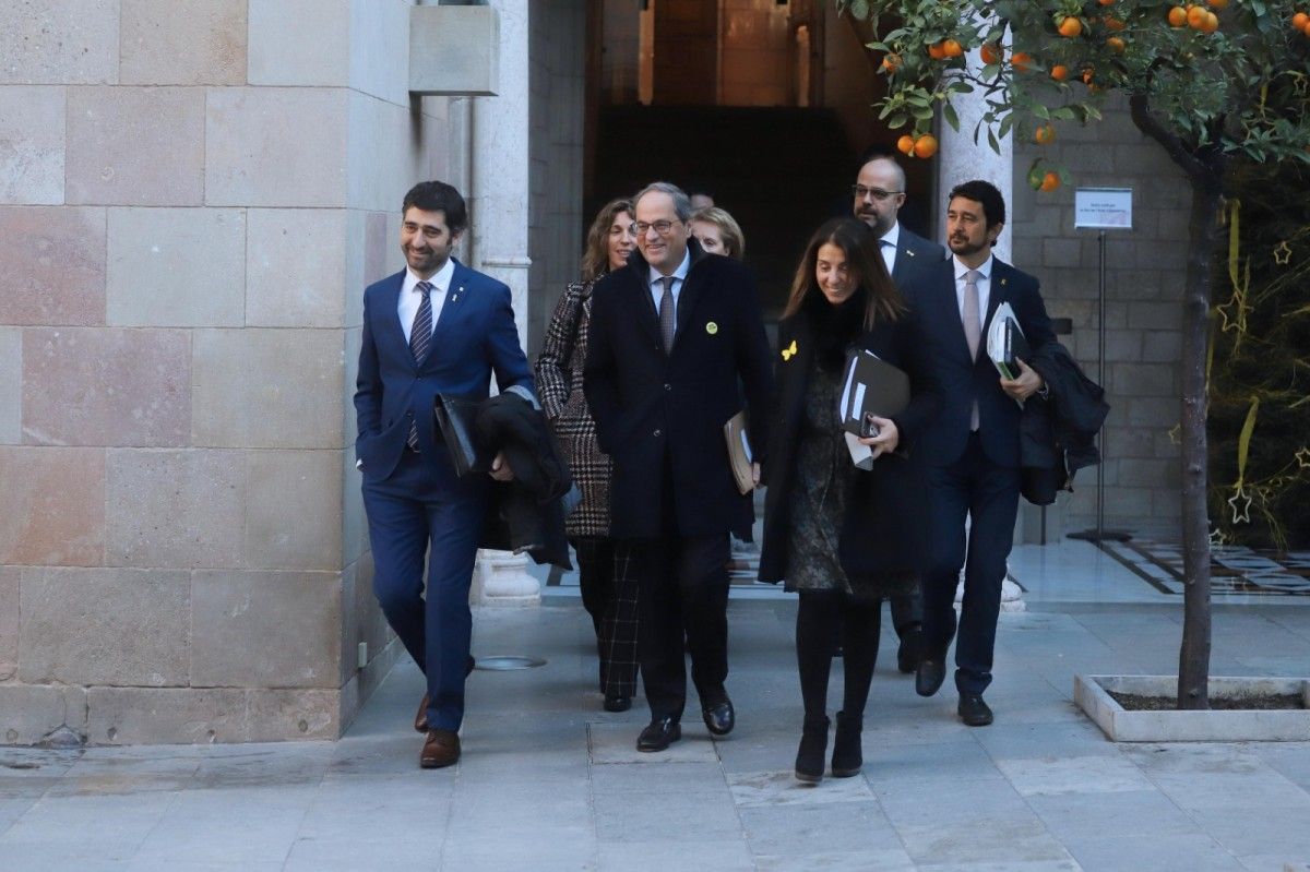 El president de la Generalitat, Quim Torra, arriba a la reunió del Govern del 8 de gener del 2020