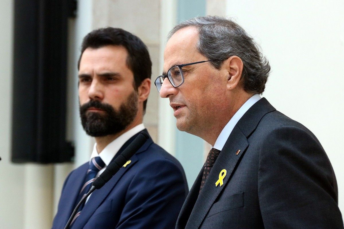 El president del Parlament, Roger Torrent, i el de la Generalitat, Quim Torra