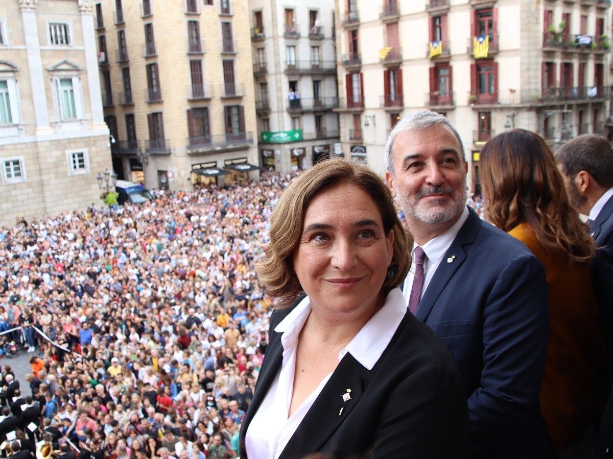 Ada Colau i Jaume Collboni, en un dels actes centrals de la Mercè