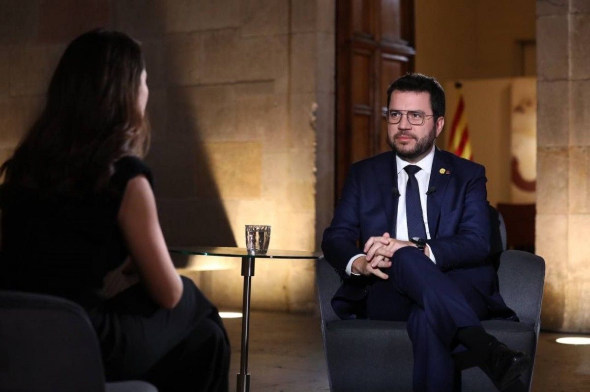 El president de la Generalitat, Pere Aragonès, durant l'entrevista