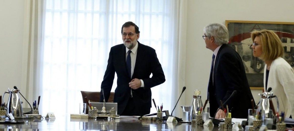 Imatge de Rajoy durant el Consell de Ministres de dissabte