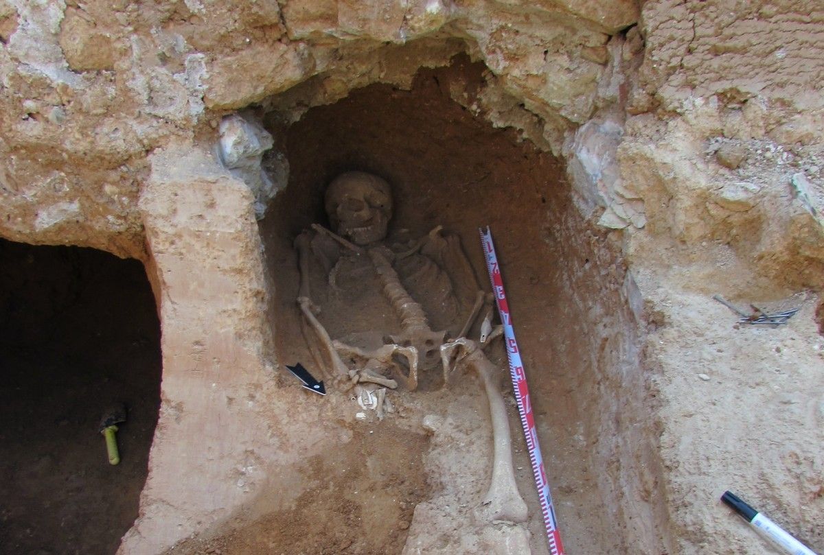 Imatge d'un esquelet trobat sota l'antic Cal Boter Negre