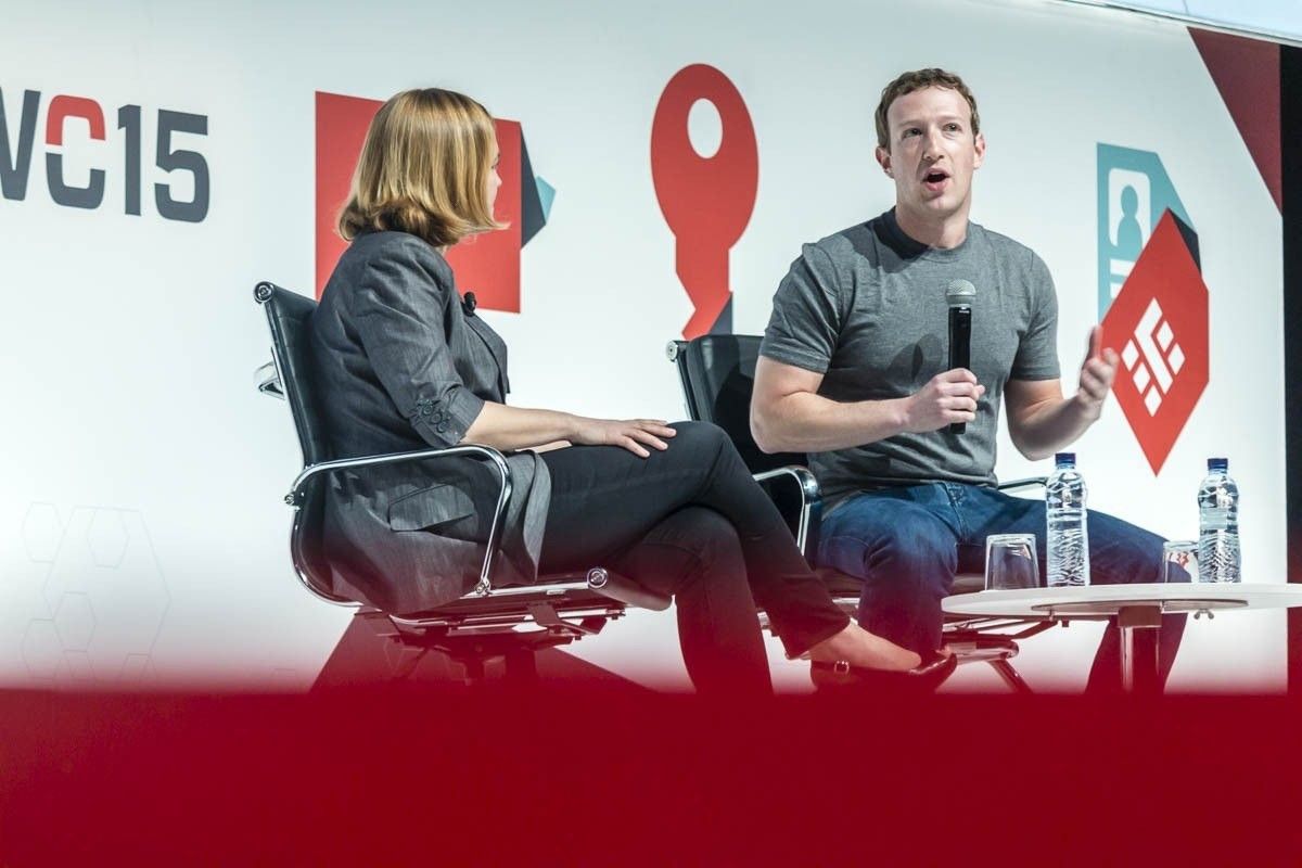 Marck Zuckerberg, a l'edició del 2015 del Mobile World Congress