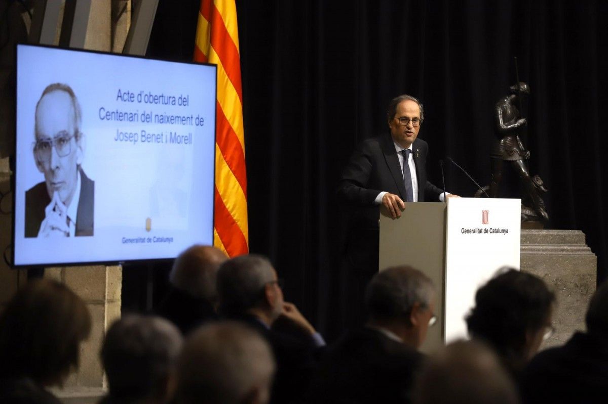El president Quim Torra, en l'acte d'homenatge a Josep Benet