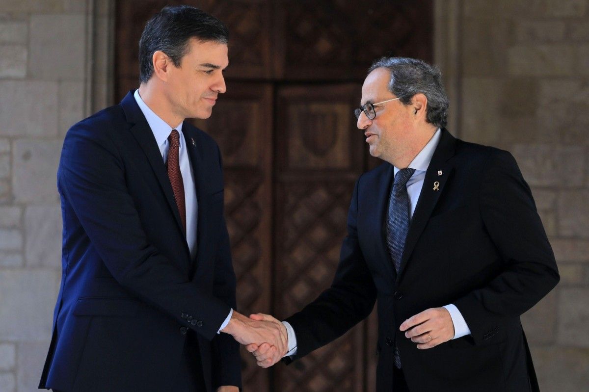 Quim Torra i Pedro Sánchez, fa dues setmanes al Palau de la Generalitat.