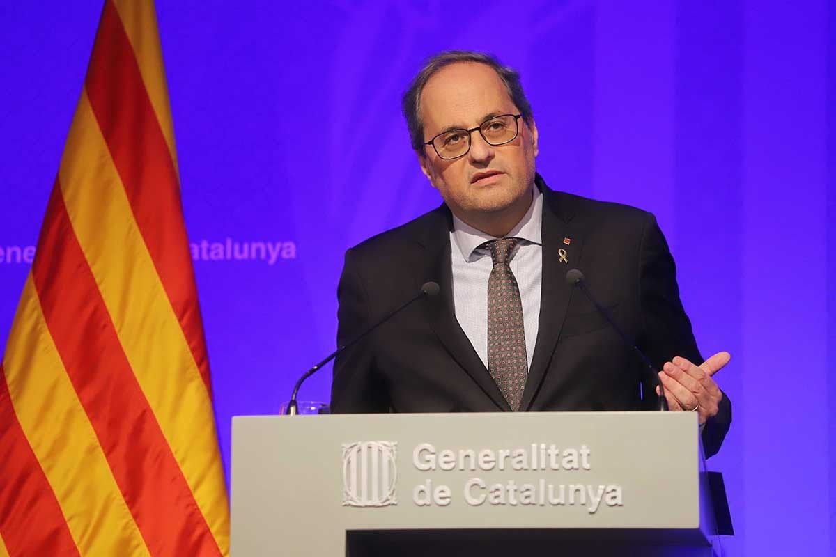 Quim Torra anunciant la voluntat de confinar Catalunya