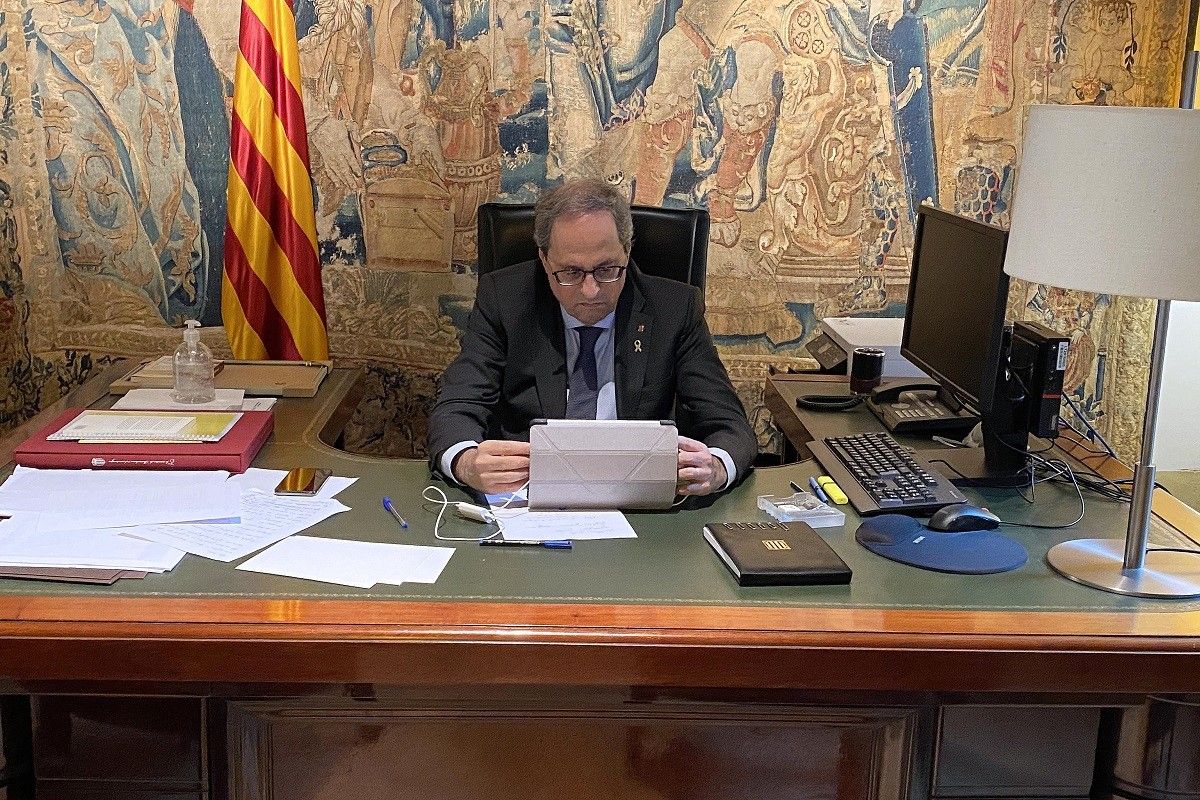 Quim Torra presideix la reunió del comitè de seguiment de la crisi sanitària.