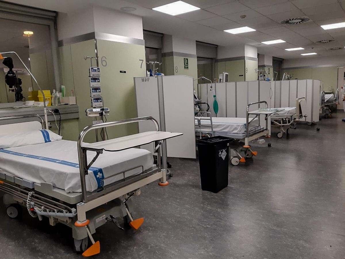 Una àrea de l’Hospital Trueta de Girona destinat a malalts de coronavirus.